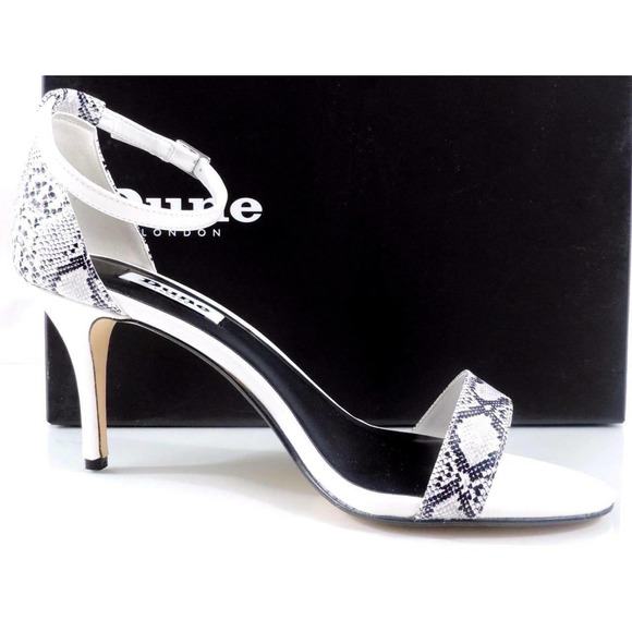 Dune London Marissa Ankle Strap Dress Heels Sandal Leather Black / White Size 8 - Picture 4 of 8